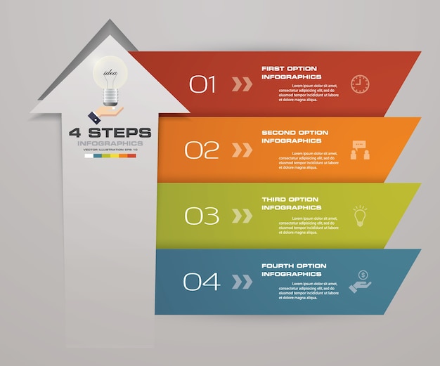 4 stappen van de pijl Infografics-sjabloon voor presentatie.