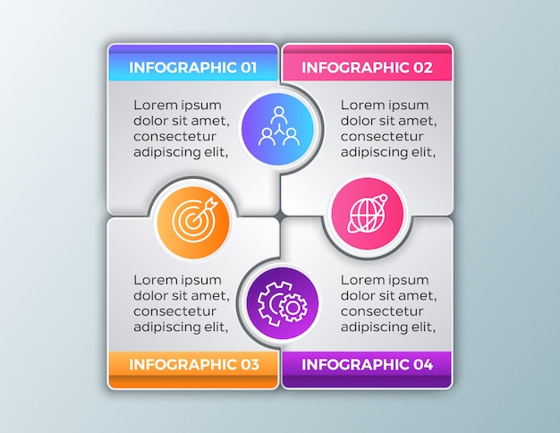 4 stappen zakelijke infographic