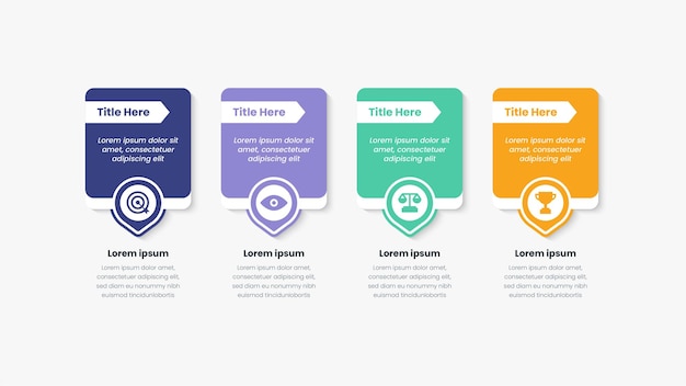 4-stappenelement infographic voor bedrijven