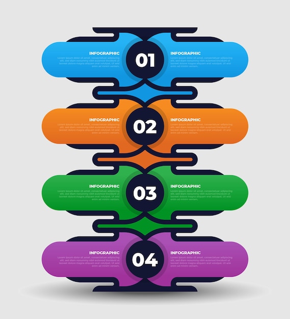 Modello di infografica aziendale in 4 fasi