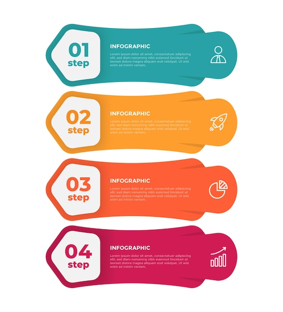 4 step flat business infographic template