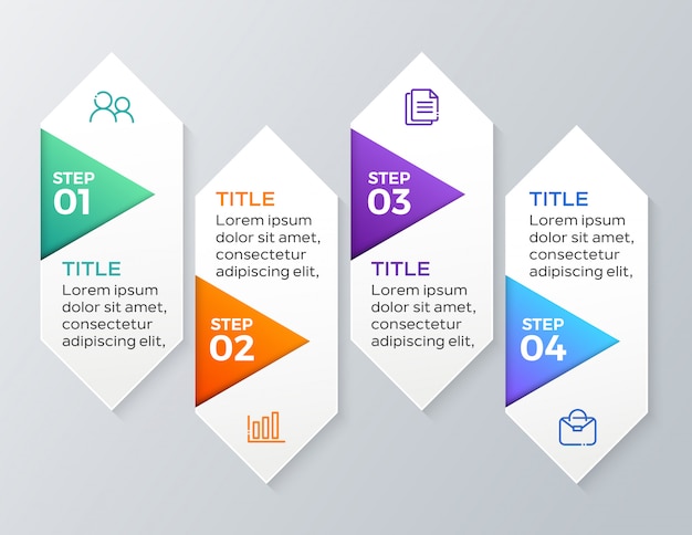 4ステップのモダンなビジネスインフォグラフィック
