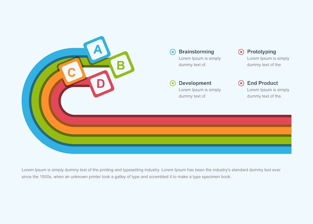 4ステップのプロセスタイムラインInfographic