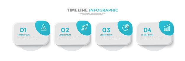 4 шага временной шкалы бизнес инфографики шаблон