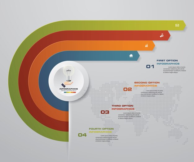 4 steps arrow infographic elements for data presentaton.