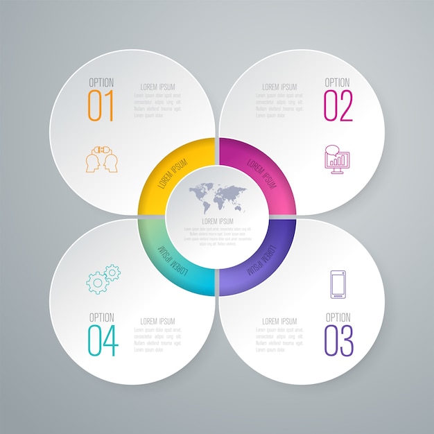 4 steps business infographic elements for the presentation