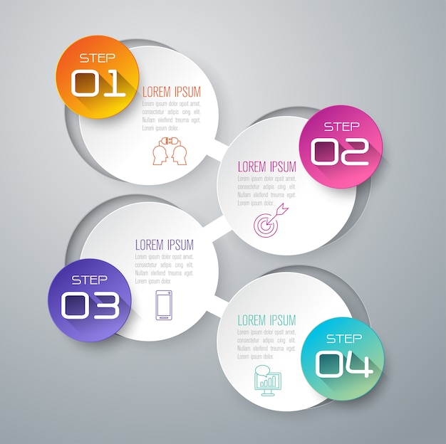 4 steps business infographic elements for the presentation