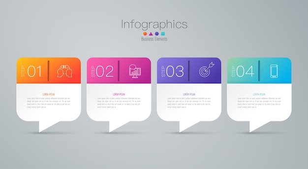 4 steps business infographic elements for the presentation