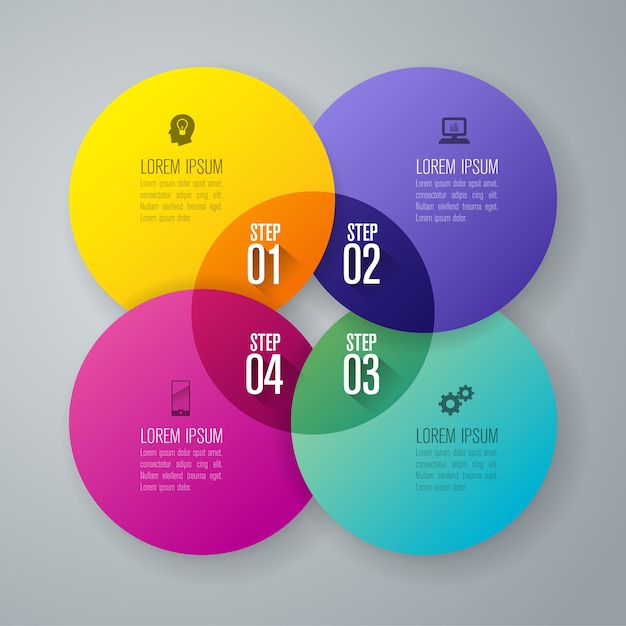 4 steps business infographic elements for the presentation