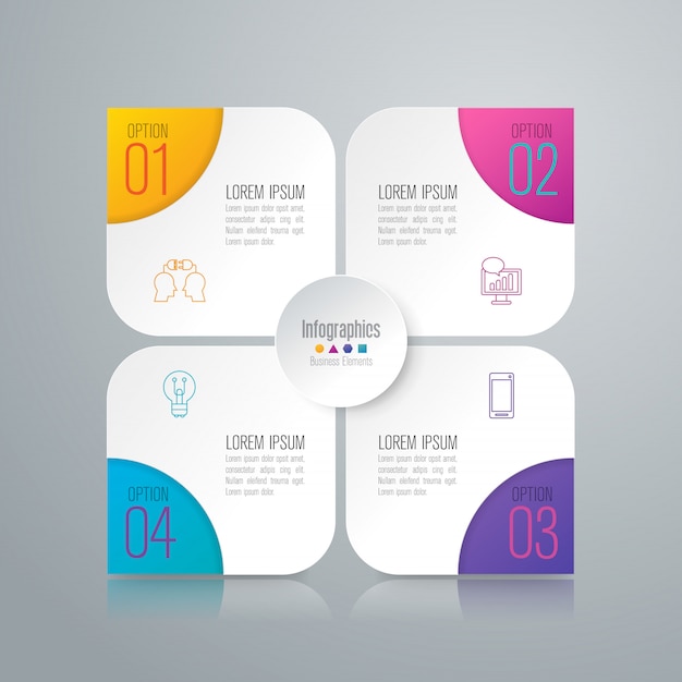 4 steps business infographic elements for the presentation