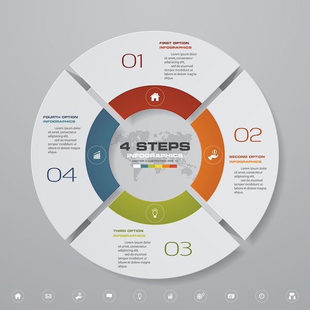 4 steps cycle chart infographics elements.