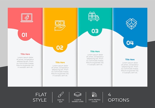 4 steps of Flat infographic vector design with square object for marketing Process infographic can be used for presentation and business