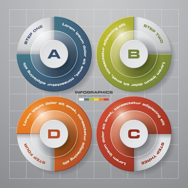 벡터 4 단계 infografics 차트 템플릿입니다.