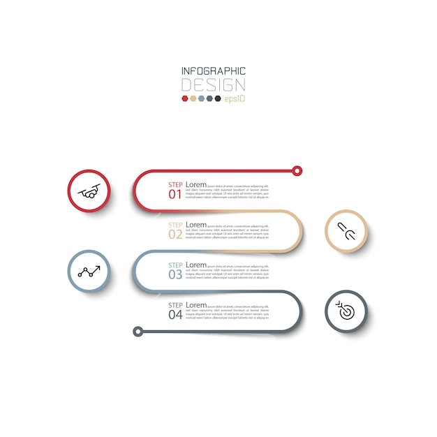 Modello di progettazione infografica in 4 passaggi.