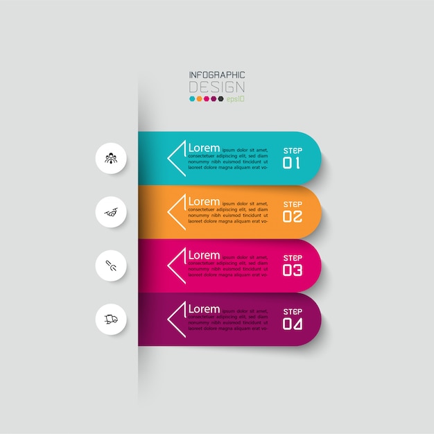 4 steps infographic design template.