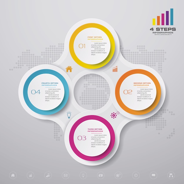 4 steps infographics chart design element. for data presentation.