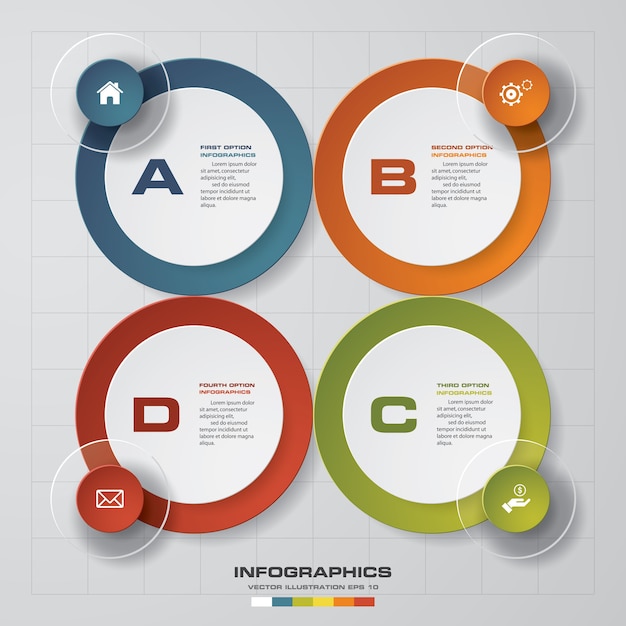 4ステップのinfographicsチャートテンプレート。