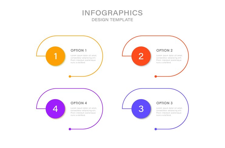 Vector 4 steps infographics design template multicolored circular elements with space for text