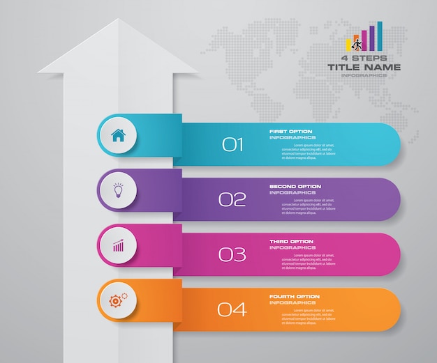4 шага инфографика элемент стрелка шаблон диаграммы.