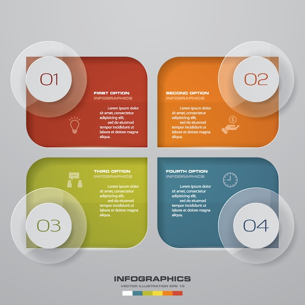 4 steps infographics element chart for presentation