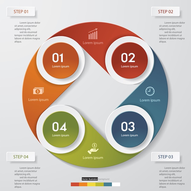 4 steps Infographics element chart for presentation