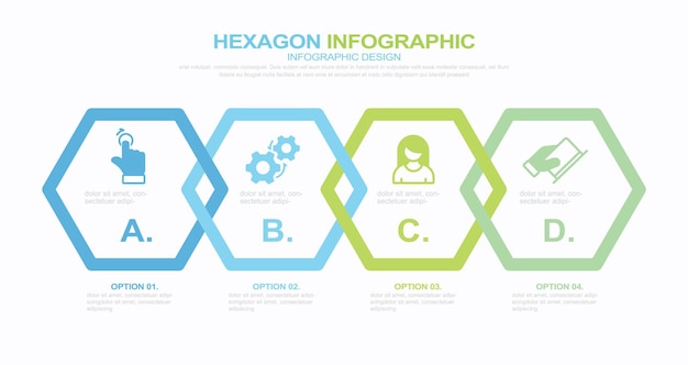 4 passaggi infografica illustrazione stock infografica esagono quattro oggetti vector flow chart