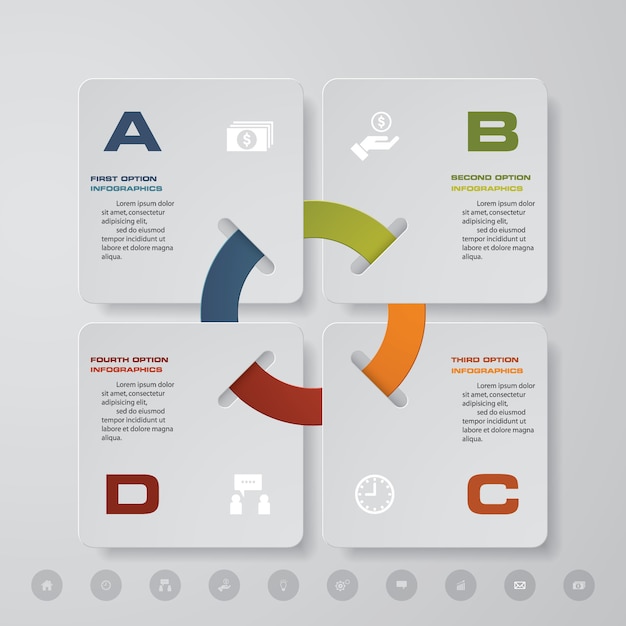 Vettore elementi di infografica grafico moderno 4 passi.