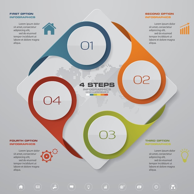 4ステップのプロセス設計のinfographics要素。