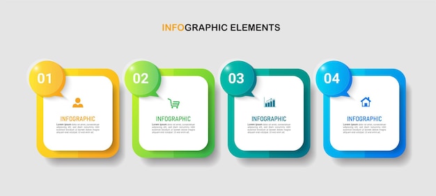 4 steps process infographic template