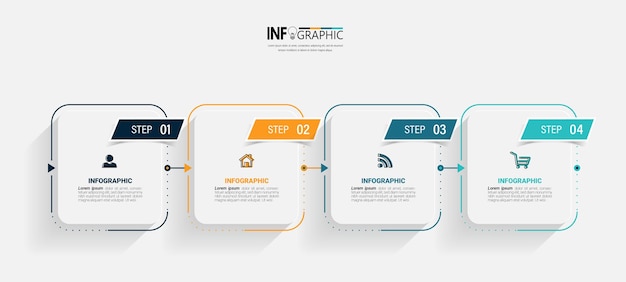 4 steps process infographic template