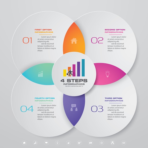 4 steps process infographics element for presentation.