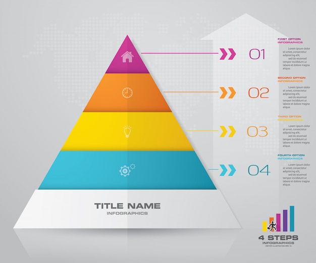 Diagramma di presentazione a piramide a 4 gradini. eps10.