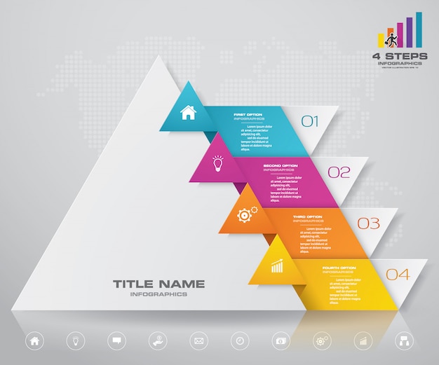 4 steps pyramid presentation chart. EPS10. 