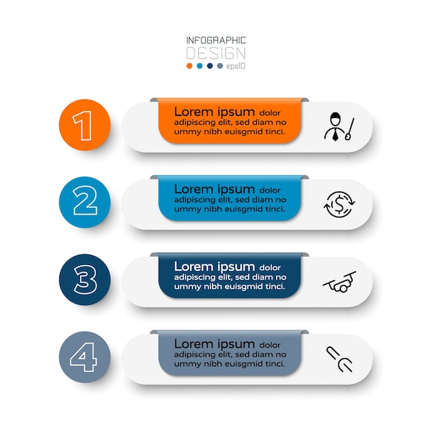 4 steps of the rectangle infographic.