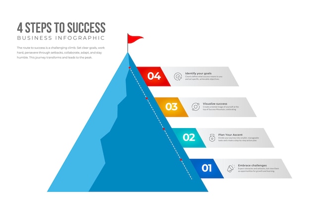 4 Steps to success infographics leadership motivation concept vector illustration