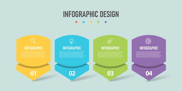 4 passaggi infografica aziendale premium vettoriale