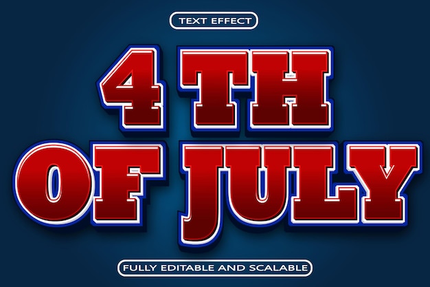 Vector 4 th of july editable text effect 3 dimension emboss modern style