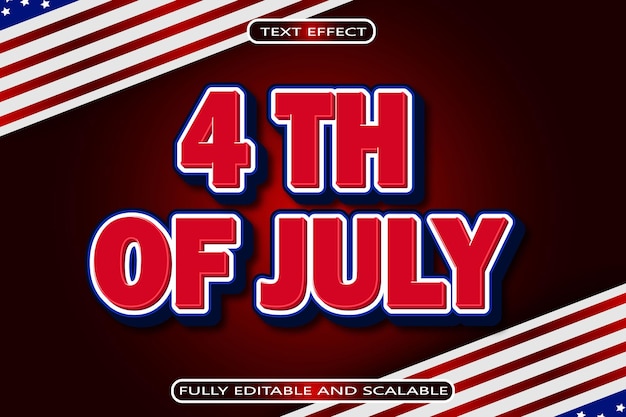 4 Th Of July Editable Text Effect 3 Dimension Emboss Modern Style