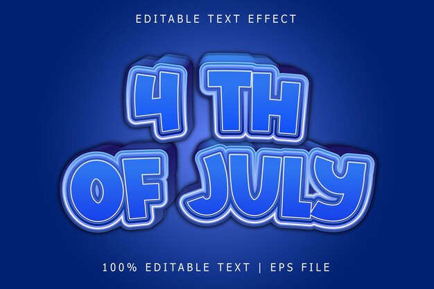 4 Th Of July Editable Text Effect 3 Dimension Emboss Modern Style