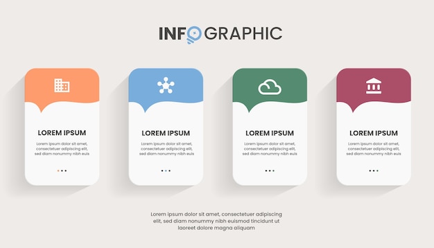 4 Tijdlijn Infographic Element voor zakelijke presentatie