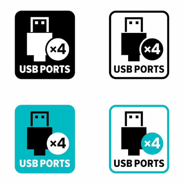 4 usb ports information sign