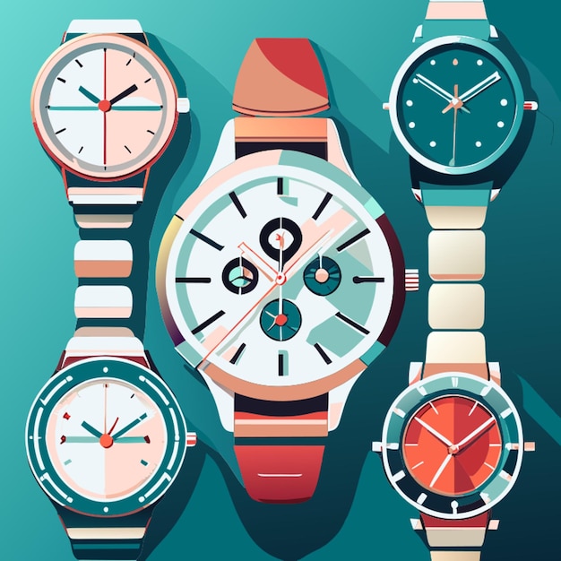 Vector 4 verschillende horloges afzonderlijk vectorillustratie