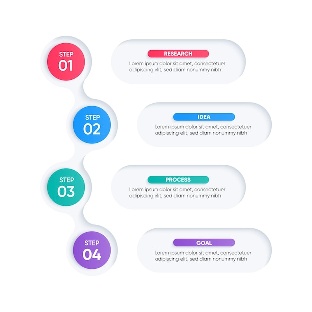 4 verticale stappen infographic ontwerp Kleurrijk en modern stijlontwerp
