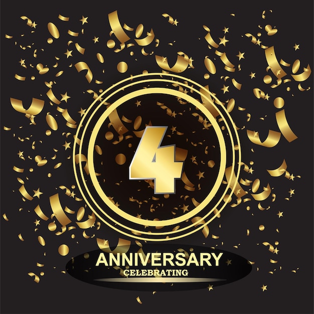 Vettore vettore del modello di logo dell'anniversario di 4 anni