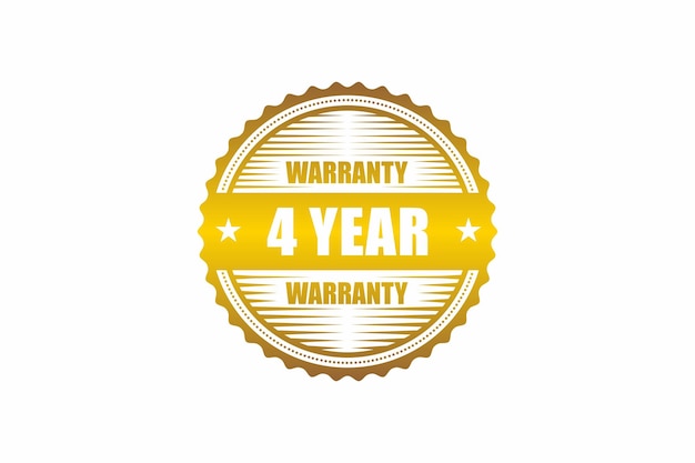 4 year warranty stamp badge isolated. Four years warranty label