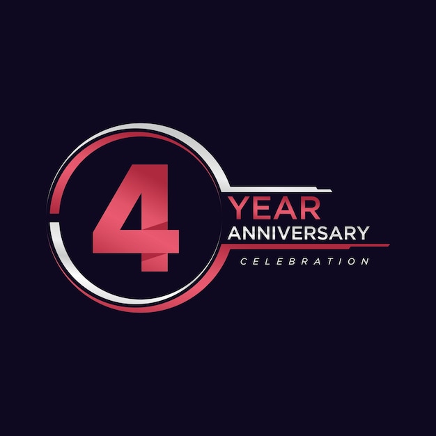 4주년 기념 골드 핑크 컬러와 기념일 축하 이벤트용