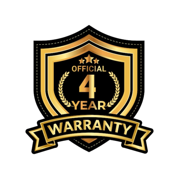 Vector 4 years warranty badge and warranty seal stamp