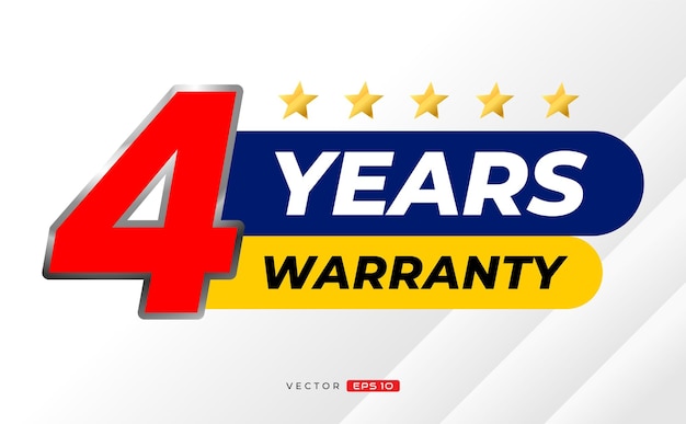 4 years warranty label. for icon, badge, logo, sticker, tag. vector label illustration