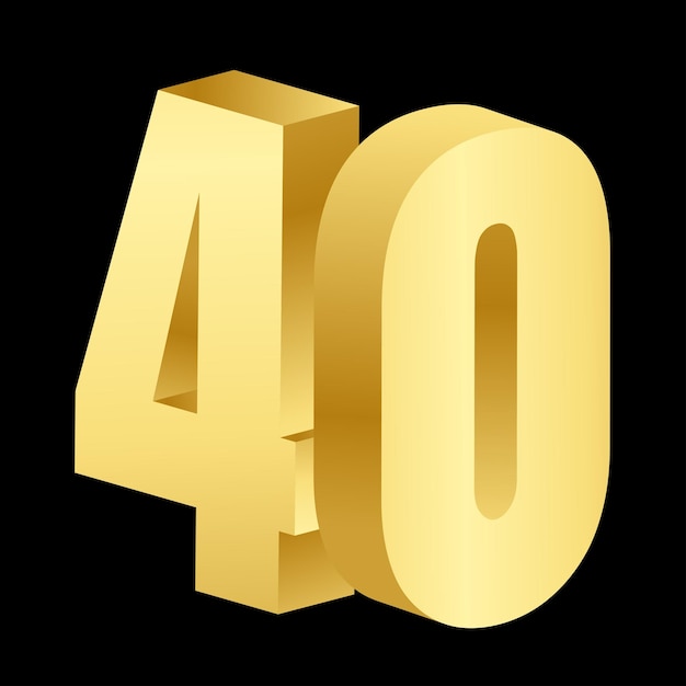 Vector 40 3d golden text vector illustration