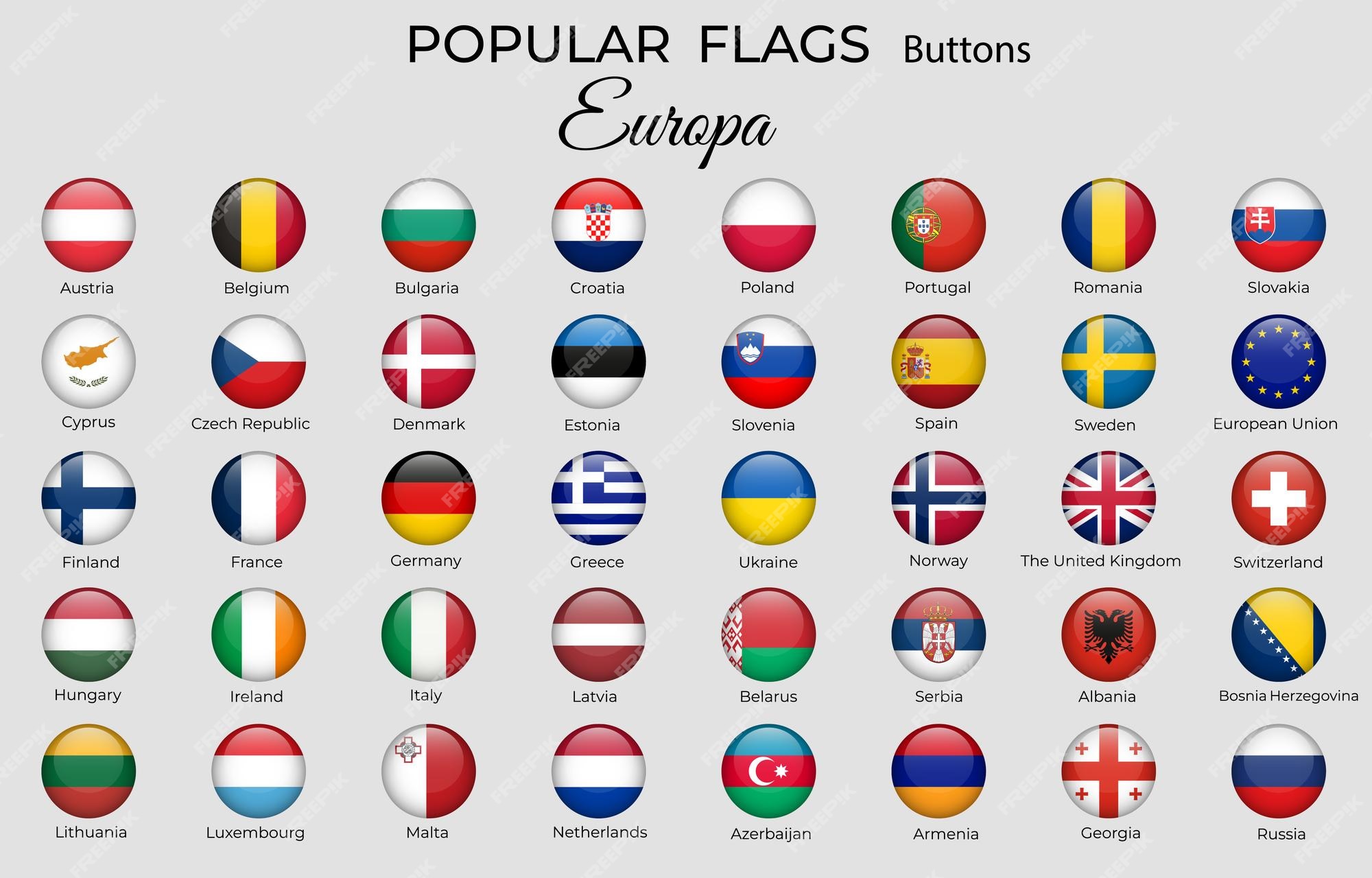 Premium Vector  Europe countries flags rounded flags of countries in europe